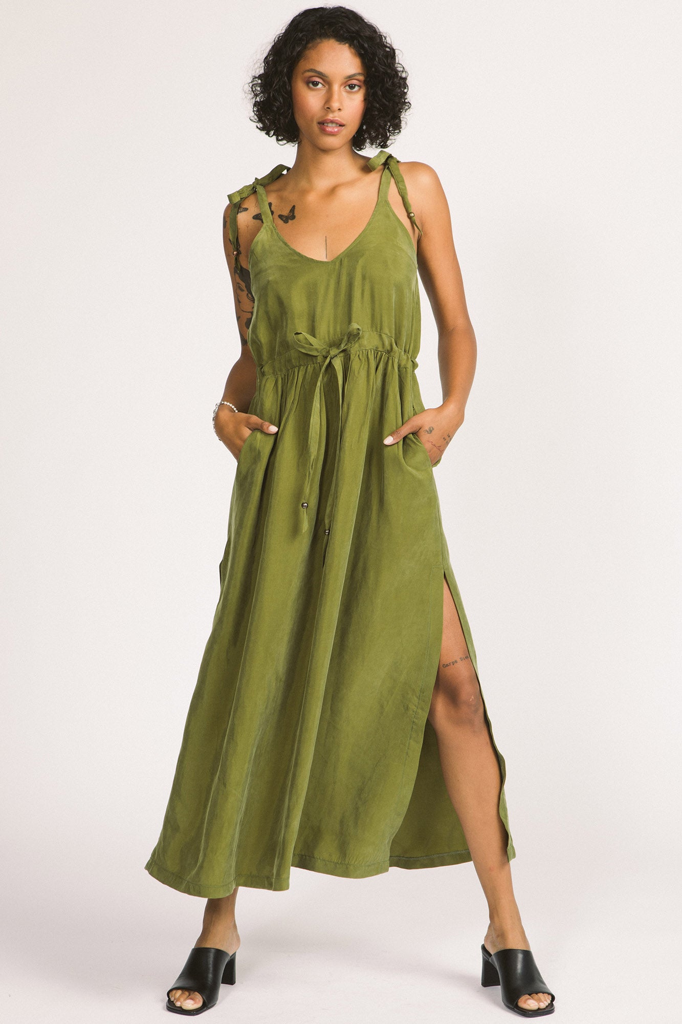 Moss green maxi dress best sale